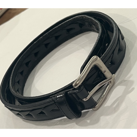 Mens Black Braided Belt Genuine Leather Woven Casual Dress Belt Size 36 main image 4